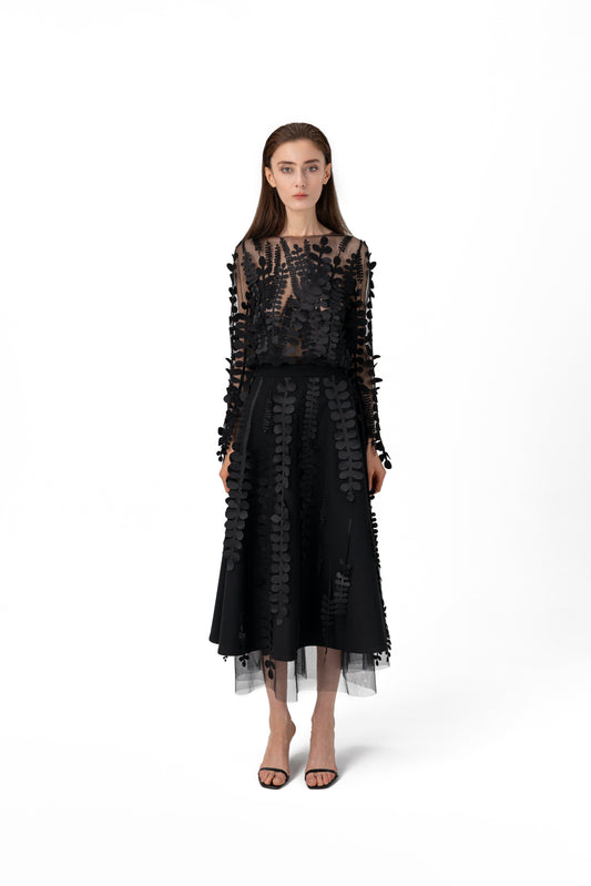 Black Long Seaweed Skirt