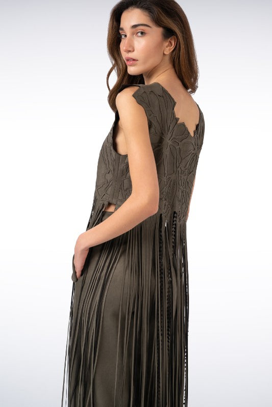 Long Fringed Laser-Cut Top