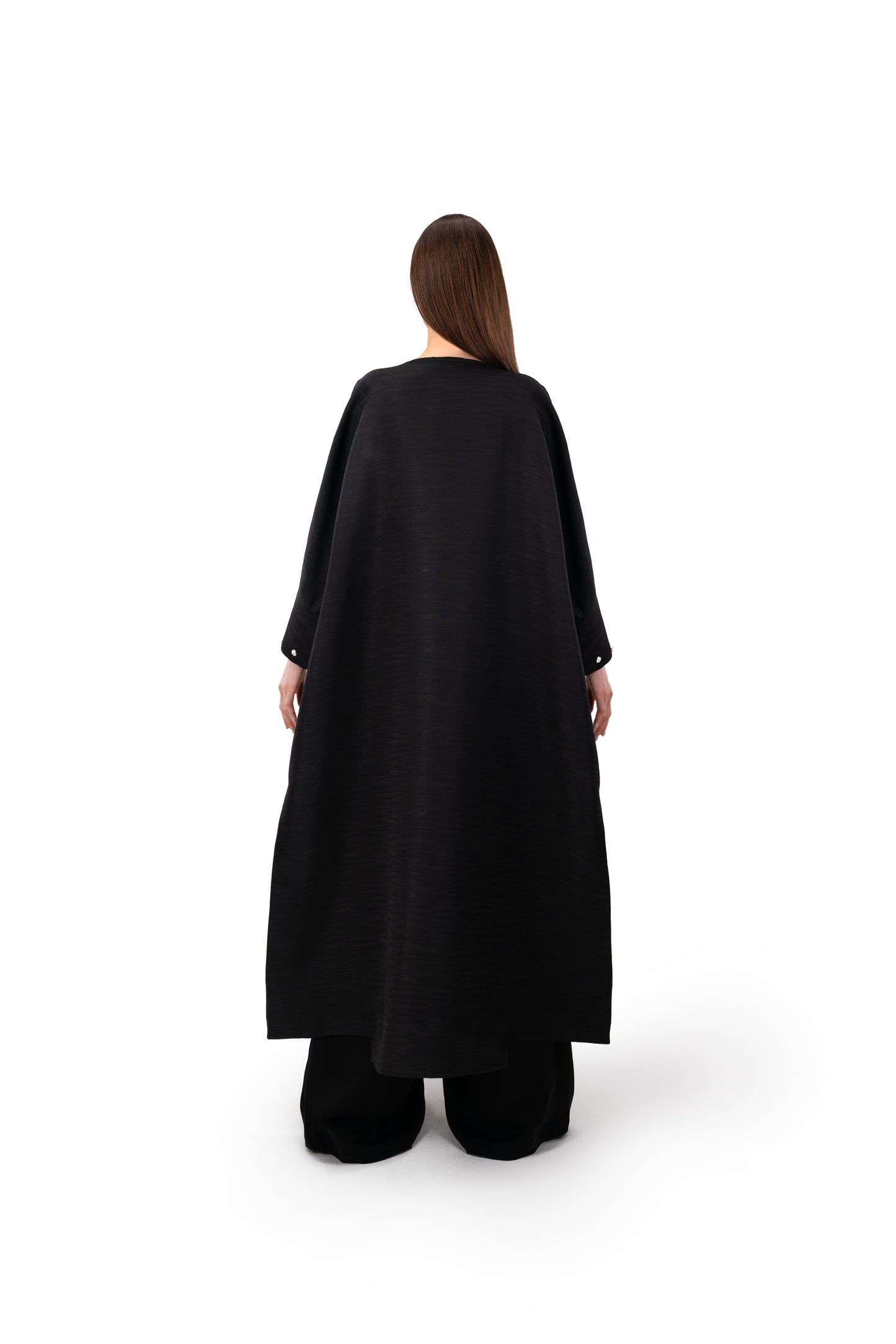 Abaya with violet floral and colorful stones