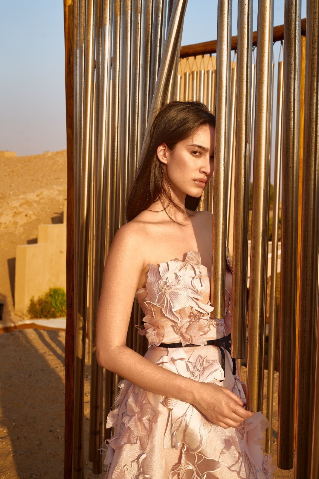 Organza Strapless with Laser-Cut Flowers