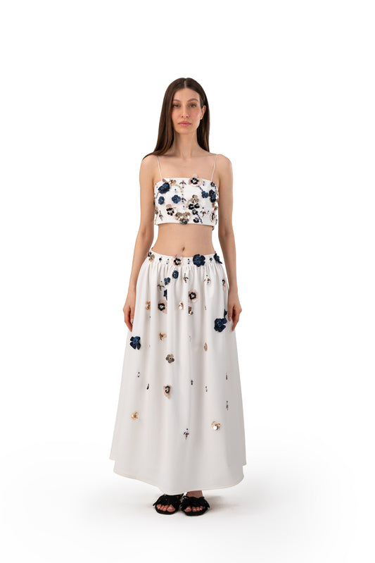 Stone-like Creamy Skirt with Colorful Scales
