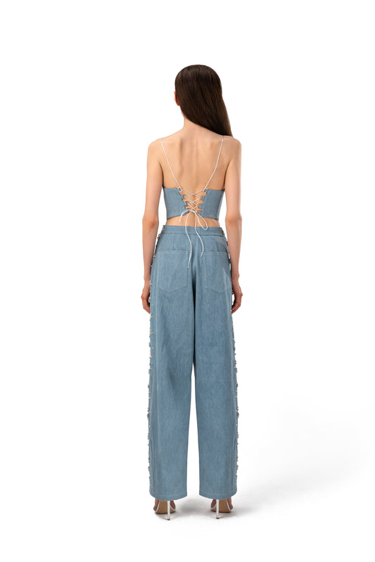 Blue Denim Crop Top