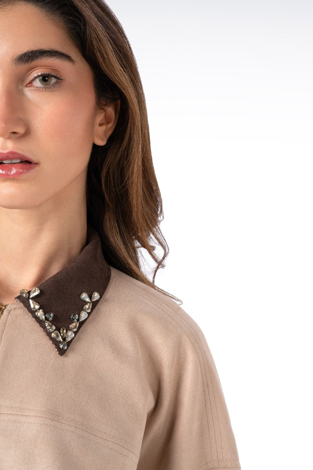 Stone-Embellished Collar Jacket