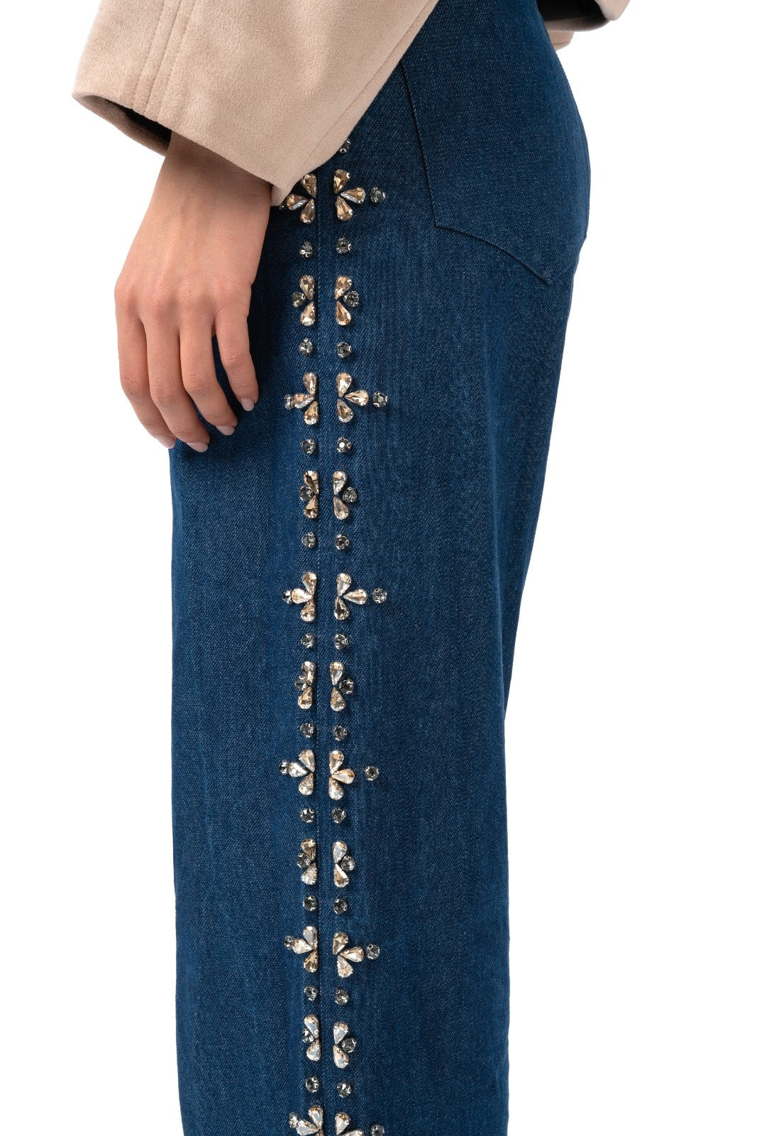 Jeans with Side Stone Embellishments