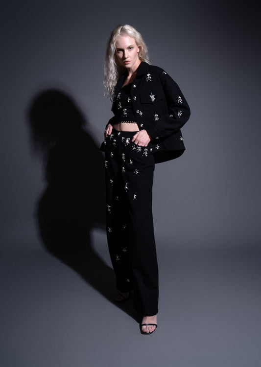 Black Bejeweled Denim Jacket