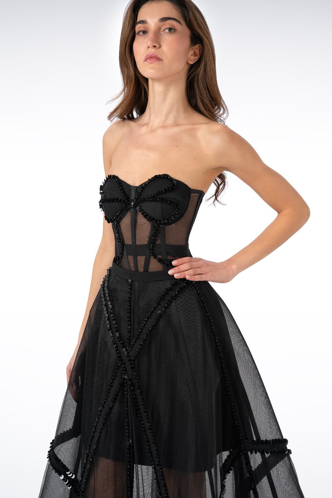 Strapless Top with Sequin Bow