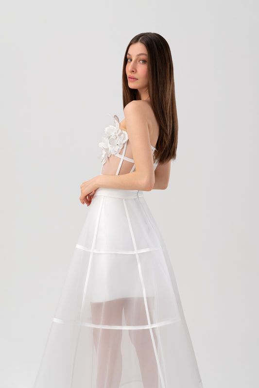 Long Simple Hoop Skirt -White
