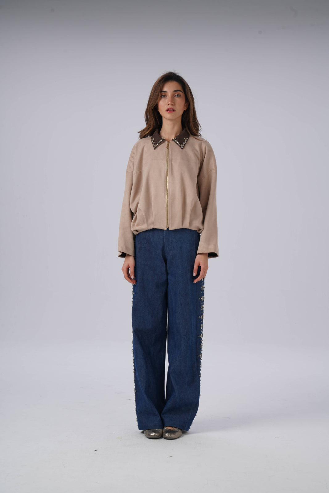 Jeans with Side Stone Embellishments