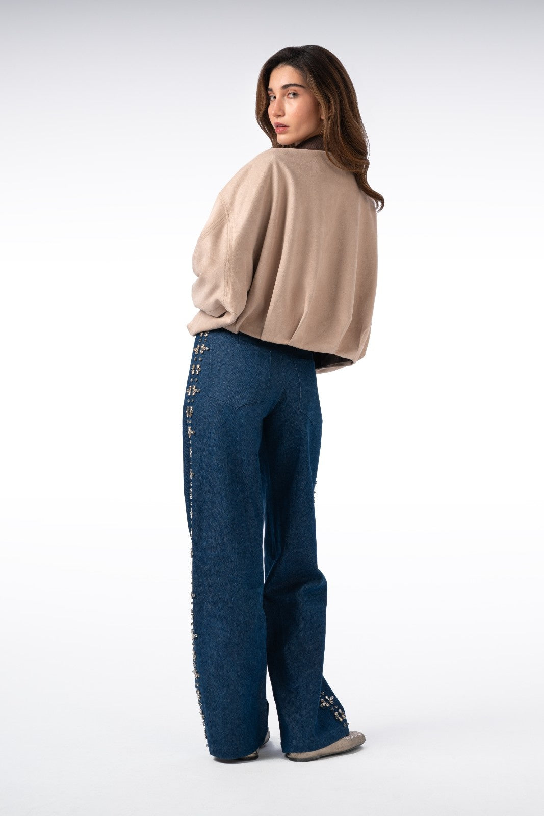Jeans with Side Stone Embellishments
