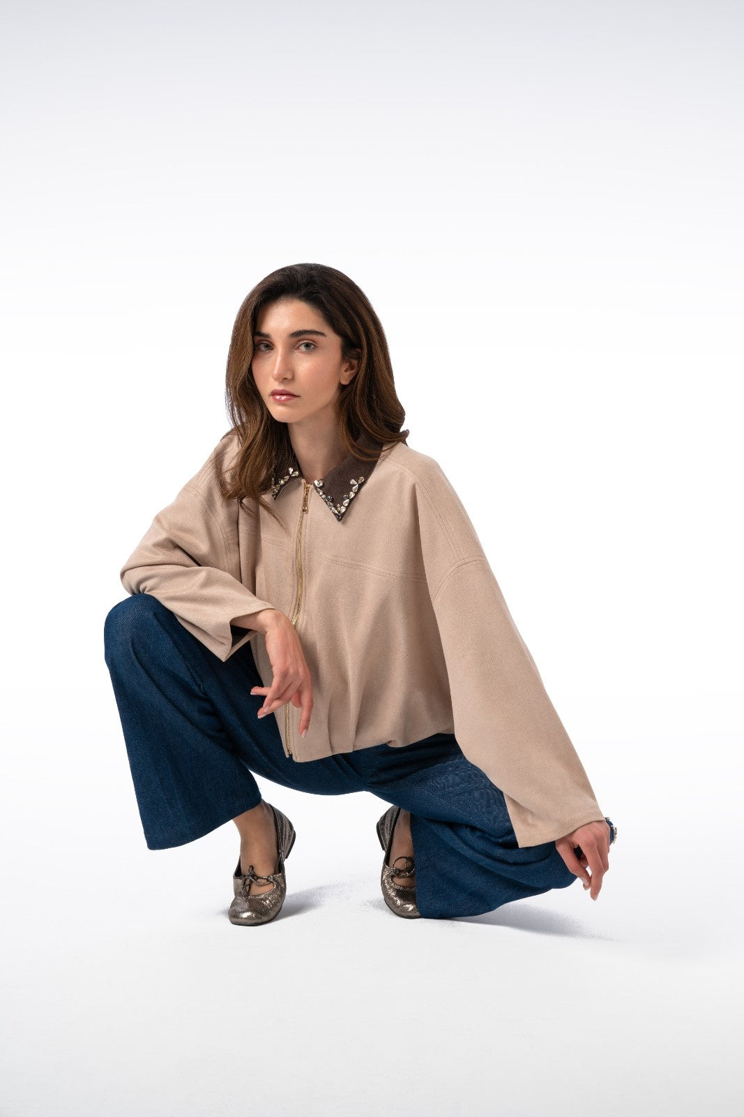 Jeans with Side Stone Embellishments