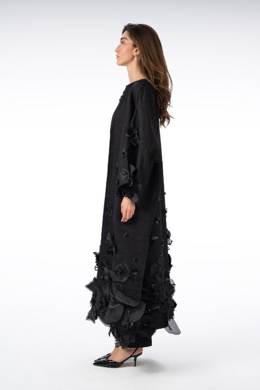 Black Violet Side-Slit Abaya
