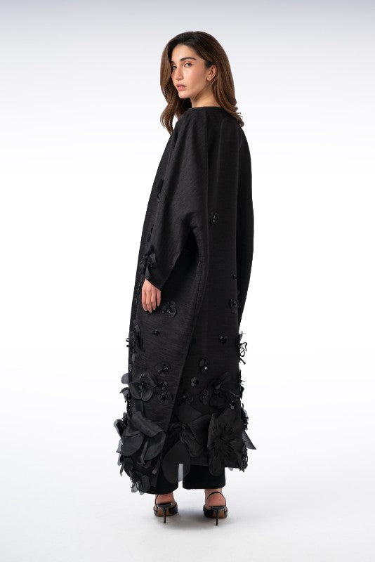 Black Violet Side-Slit Abaya