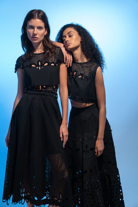 Laser-cut square dress